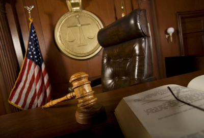 Judge desk with gavel